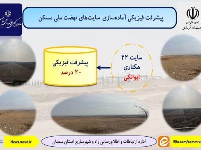 اطلاع نگاشت|پیشرفت فیزیکی آماده سازی سایت ۲۲ هکتاری ایوانکی
استان سمنان
