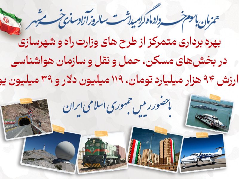 اطلاع نگاشت| بهره‌برداری همزمان از پروژه‌های وزارت راه و
شهرسازی(حوزه ریلی)
