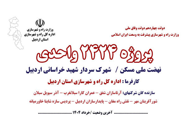 ویدئو| آخرین وضعیت احداث ۲۴۲۴ واحد مسکونی طرح نهضت ملی در
شهرک ۸۲ هکتاری شهید سید جعفر خراسانی اردبیل