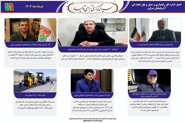 اطلاع نگاشت| عملکرد اداره کل راهداری و حمل‌ونقل جاده ای
آذربایجان شرقی در خرداد ماه ۱۴۰۴