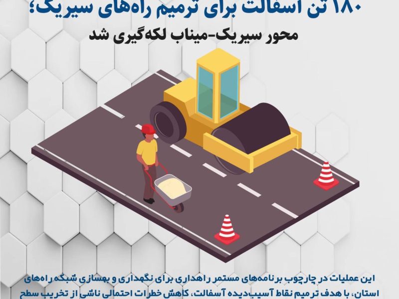 اجرای ترمیم راه‌های سیریک هرمزگان با ۱۸۰ تن آسفالت