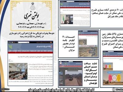 ببینید|بولتن هفتگی اداره کل راه و شهرسازی استان سیستان و
بلوچستان هفته چهارم تیرماه ۱۴۰۴ (۲)