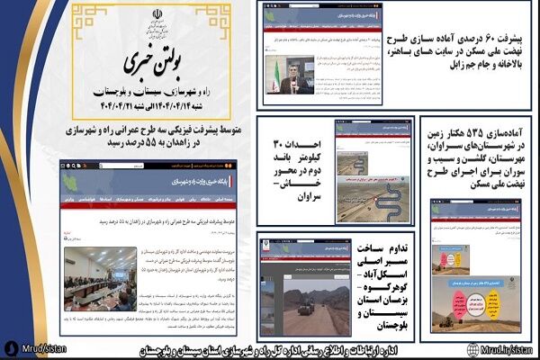 ببینید|بولتن هفتگی اداره کل راه و شهرسازی استان سیستان و
بلوچستان هفته چهارم تیرماه ۱۴۰۴ (۲)