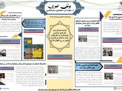 ببینید|بولتن هفتگی اداره کل راه و شهرسازی استان سیستان و
بلوچستان هفته سوم مردادماه ۱۴۰۴ (۲)