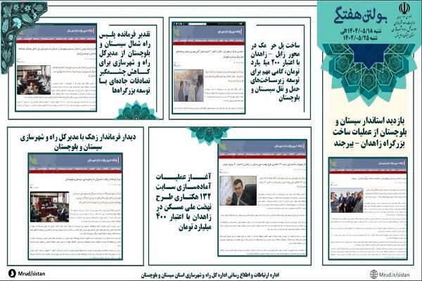 ببینید|بولتن هفتگی اداره کل راه و شهرسازی استان سیستان و
بلوچستان هفته چهارم مردادماه ۱۴۰۴ (۱)