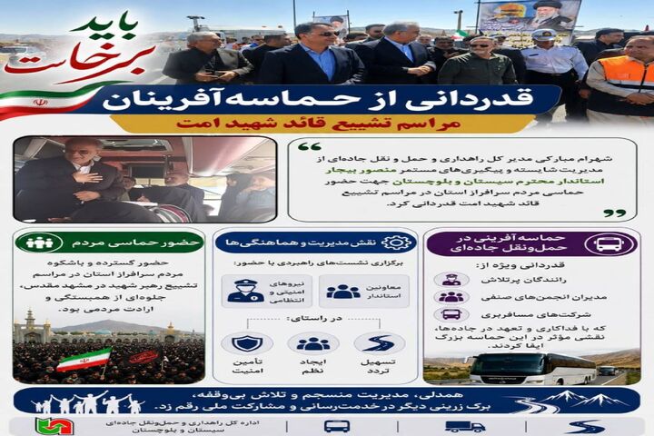اطلاع نگاشت | قدردانی از حماسه آفرینان سیستان و بلوچستان در مراسم تشییع قائد شهید امت