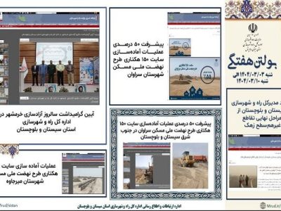 ببینید|بولتن هفتگی اداره کل راه و شهرسازی استان سیستان و
بلوچستان هفته دوم خردادماه ۱۴۰۴ (۱)