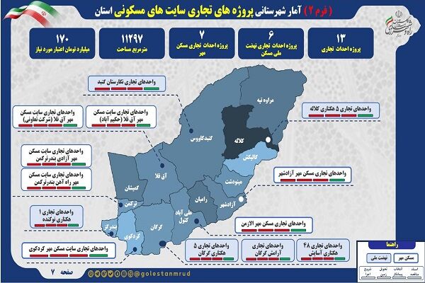 اطلاع نگاشت | آمار شهرستانی پروژه های تجاری سایت های مسکونی
استان گلستان