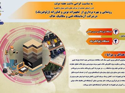 اطلاع‌نگاشت| رونمایی و بهره‌برداری از تجهیزات نوین و
فناورانه شرکت آزمایشگاه فنی و مکانیک خاک در هفته دولت