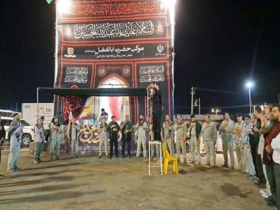 ببینید|مراسم عزاداری اربعین سرو و سالار شهیدان حضرت
اباعبدالله الحسین(ع) در موکب شهدای حمل و نقل و راهداری استان البرز
در پایانه مرزی مهران