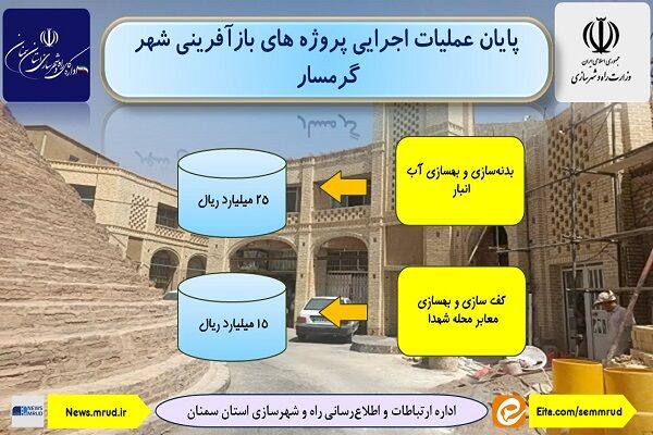اطلاع نگاشت| پایان عملیات اجرایی پروژه های بازآفرینی شهری
گرمسار استان سمنان