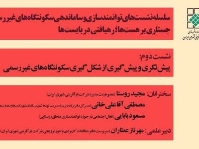 برگزاری نشست تخصصی “پیش‌نگری و پیش‌گیری از شکل‌گیری سکونتگاه
غیررسمی”