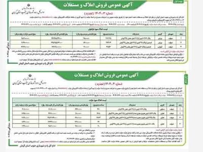 مزایده فروش املاک و مستغلات اداره کل راه و شهرسازی جنوب
کرمان برگزار می‌شود