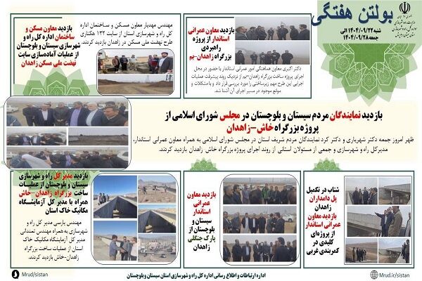 ببینید| بولتن هفتگی اداره کل راه و شهرسازی استان سیستان و
بلوچستان -هفته چهارم آذرماه ۱۴۰۴- (۲)