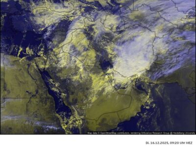 حرکت ابر های عظیم بارشی در جنوب ایران