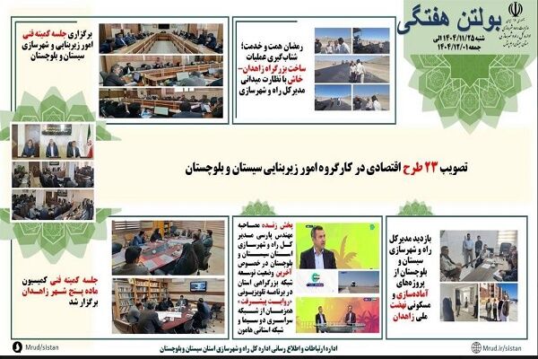 ببینید| بولتن هفتگی اداره کل راه و شهرسازی سیستان و
بلوچستان- هفته اول اسفندماه ۱۴۰۴(۳)