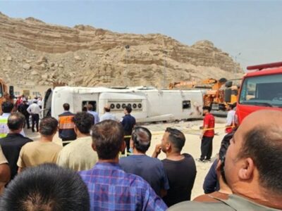 جزئیات واژگونی اتوبوس مسافری در محور عسلویه/۶ کشته و ۱۷ مصدوم