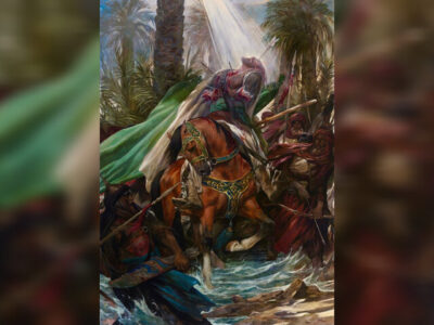 «آهن و آفتاب» روح‌الامین منتشر شد؛ نقشی از صحنه شهادت حضرت ابوالفضل(ع)